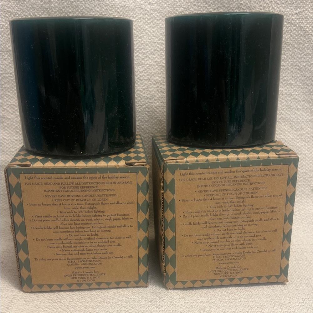 Avon Bayberry Pillar Candles - Deep Green-Set of 2 New Old Stock - Picture 2 of 5